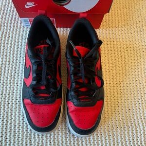 Nike Kids Black and Red Court Borough Low Recraft Sneakers